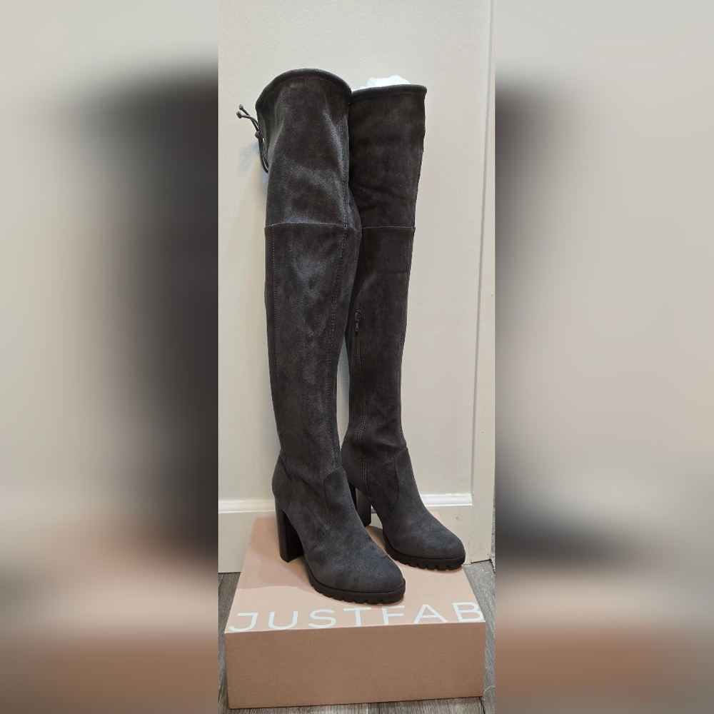 Heeled boots-JUSTFAB- GRAY-SIZE 9.5